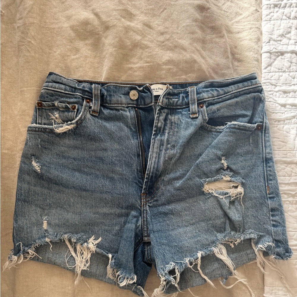 Abercrombie High Rise 4” Denim Shorts